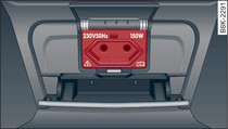 Middenconsole achterin: 230 volt eurostopcontact